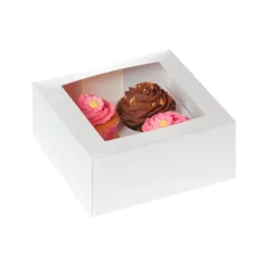 Caja para 4 cupcakes blanca con ventana 18 x 18 x 9 cm - House of Marie