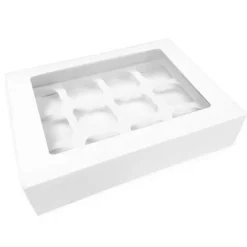 Caja para 12 cupcakes blanca con ventana 33 x 24 x 7,5 cm