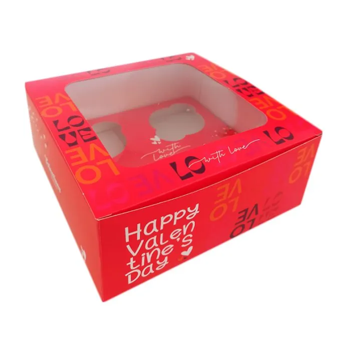Caja para 4 cupcakes con ventana San Valentín 18 x 18 x 7,5 cm - Pastry Colours