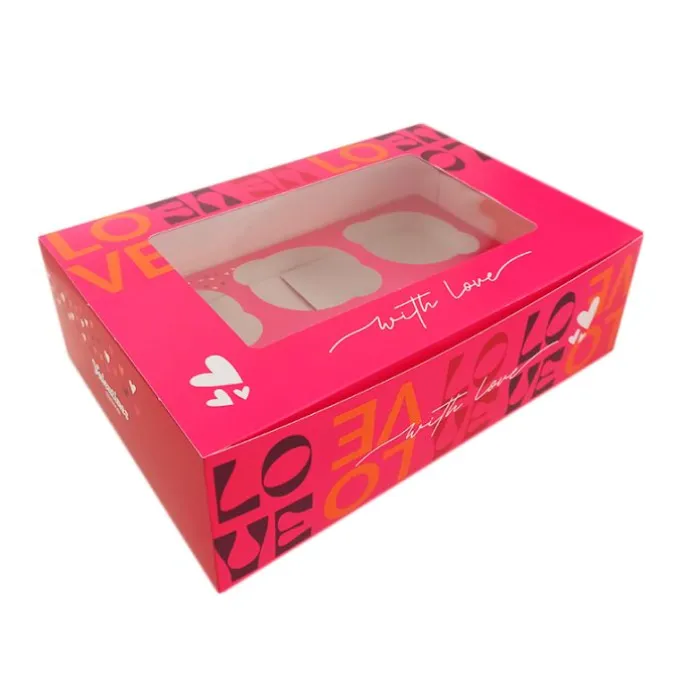 Caja para 6 cupcakes con ventana San Valentín 24 x 16,5 x 7,5 cm - Pastry Colours