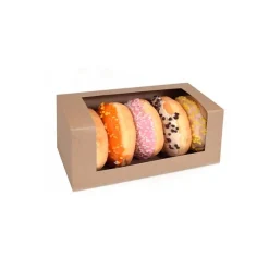 Caja para donuts kraft con ventana ECO-LINE 18,5 cm - House of Marie