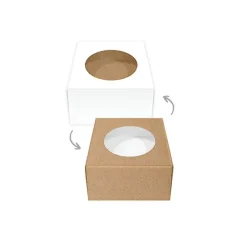 Caja para galletas reversible kraft-blanca 7,5 x 7,5 x 4 cm - Pastkolor