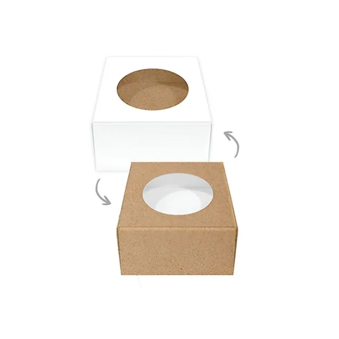 Caja para galletas reversible kraft-blanca 7,5 x 7,5 x 4 cm - Pastkolor