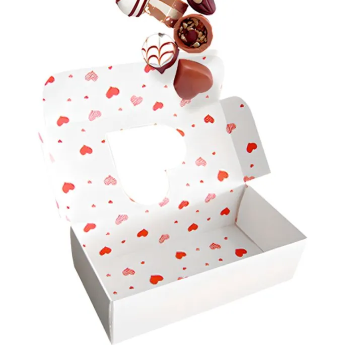 Caja para galletas reversible blanca-corazones 18 x 9 x 5 cm - Pastkolor