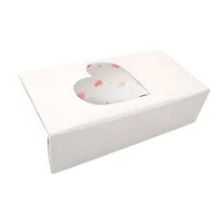 Caja para galletas reversible blanca-corazones 18 x 9 x 5 cm - Pastkolor