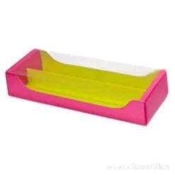 Caja para 12 macarons fucsia y verde
