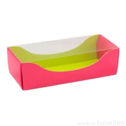 Caja para 6 macarons fucsia y verde