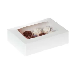 Caja para 12 mini cupcakes blanca con ventana 24 x 17 x 7,5 cm