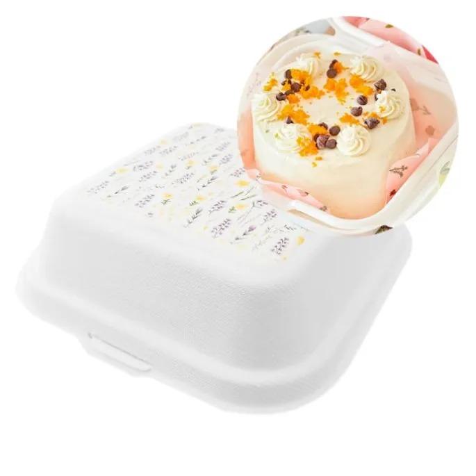Caja para mini tarta flores lavanda 10 x 8 cm - Bento cake