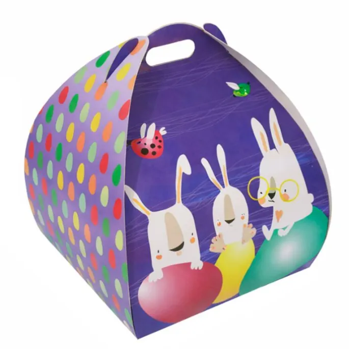 Caja para monas de Pascua morada conejitos 28 x 28 x 35 cm