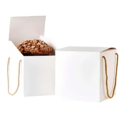 Caja para panettone con cuerdas blanca 21 cm