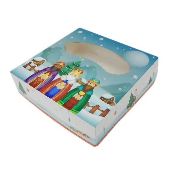 Caja para roscón de Reyes paisaje nevado 33 x 33 x 8 cm