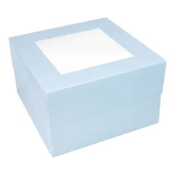 Caja para tarta azul bebé con ventana 35,5 x 35,5 x 15,2 cm