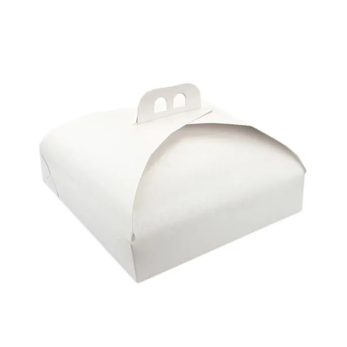Caja para tarta blanca con asa 24 x 24 x 13 cm