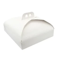Caja para tarta blanca con asa 28 x 28 x 14 cm