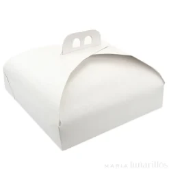 Caja para tarta blanca con asa 33 x 33 x 7 cm