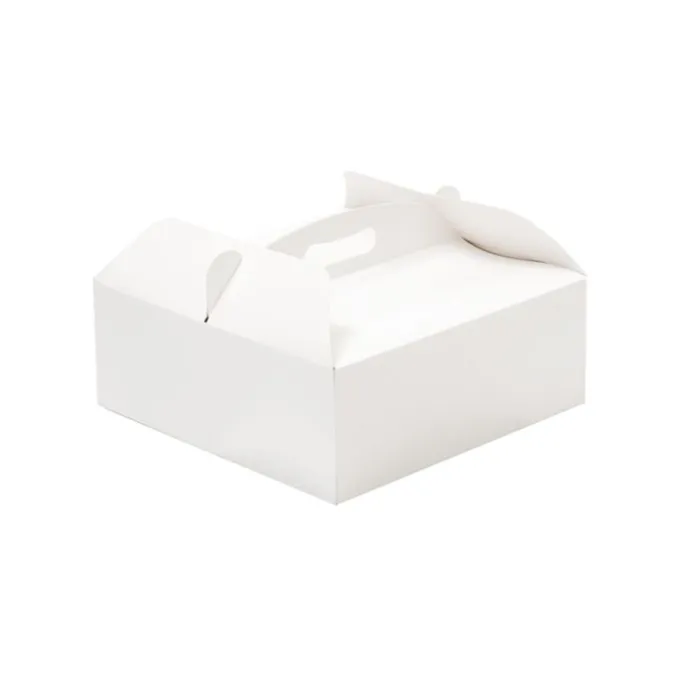 Caja para tarta blanca con asa 23 x 23 x 10 cm - Decora