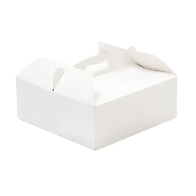 Caja para tarta blanca con asa 28,5 x 28,5 x 10 cm - Decora