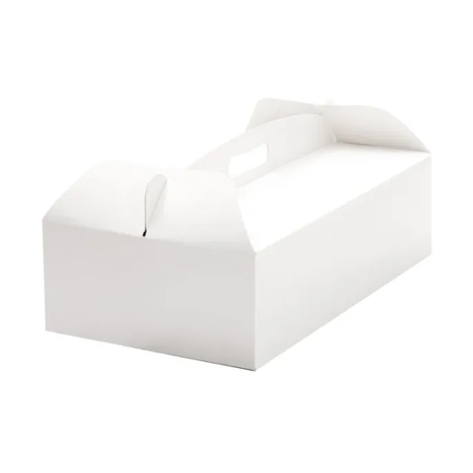 Caja para tarta blanca con asa 31 x 16 x 12 cm - Decora