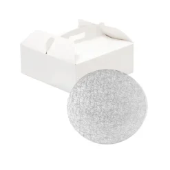 Caja para tarta blanca con asa y cake drum 23 x 23 x 10 cm - Decora