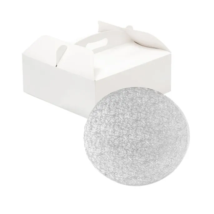Caja para tarta blanca con asa y cake drum 26 x 26 x 10 cm - Decora