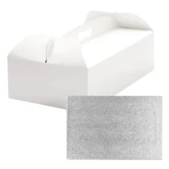 Caja para tarta blanca con asa y cake drum 31 x 16 x 12 cm - Decora