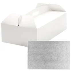 Caja para tarta blanca con asa y cake drum 36 x 21 x 12 cm - Decora