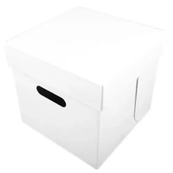 Caja para tarta blanca con tapa y asas 25,5 x 25,5 x 25 cm - Funcakes