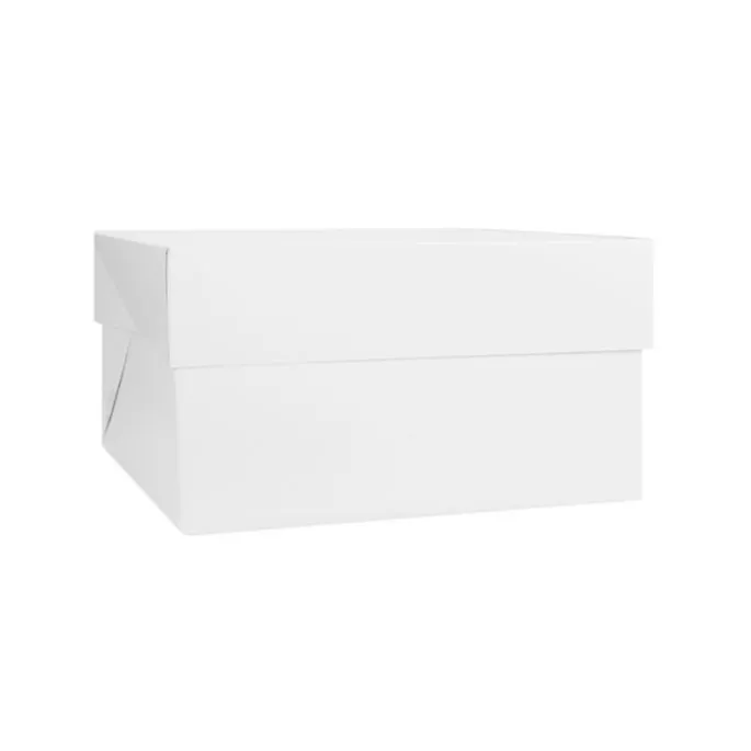 Caja para tarta blanca con tapa 26,5 x 26,5 x 15 cm - Decora