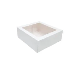 Caja para tarta blanca con ventana 20 x 20 x 9,5 cm
