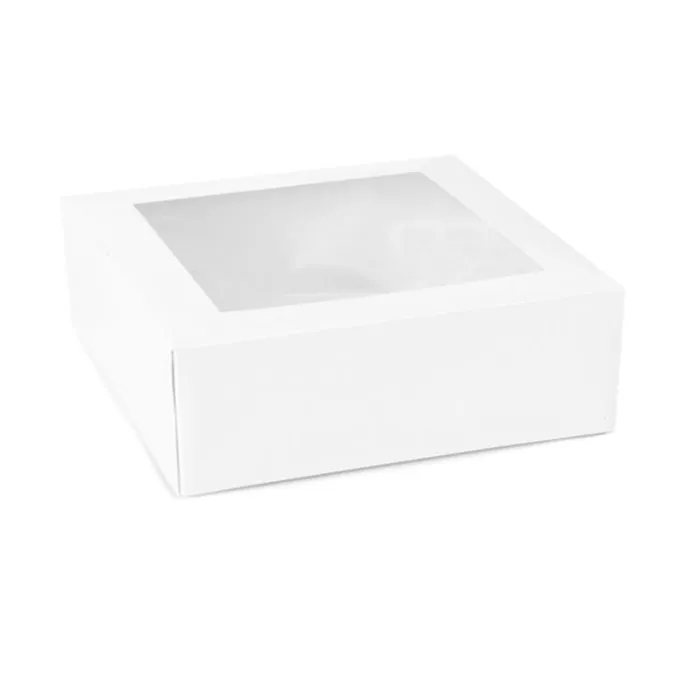 Caja para tarta blanca con ventana 30 x 30 x 9,5 cm