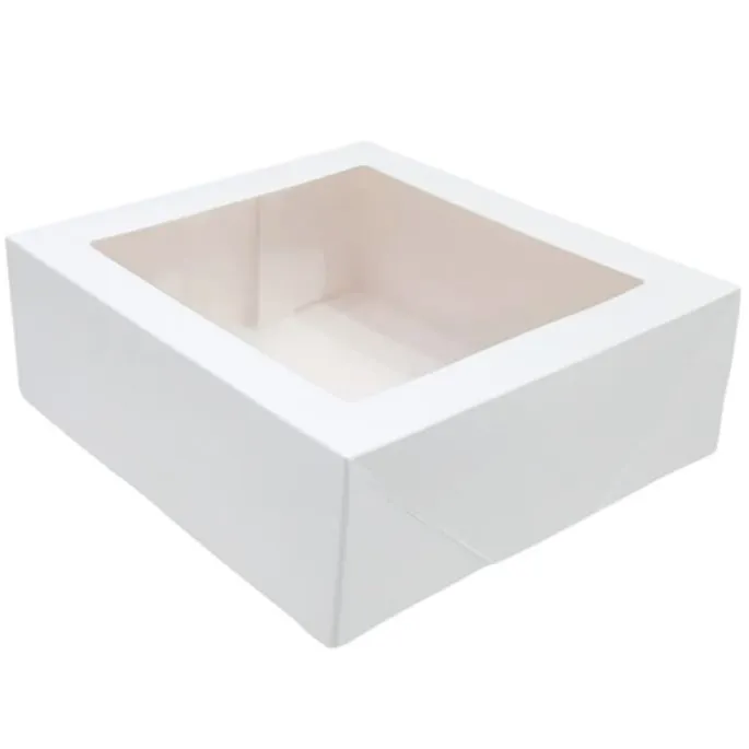 Caja para tarta blanca con ventana 35 x 35 x 9,5 cm