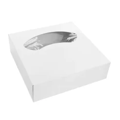 Caja para tarta blanca con ventana pequeña 26 x 26 x 8 cm