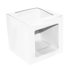 Caja para tarta blanca con 2 ventanas 20 x 20 x 20 cm - Azucren