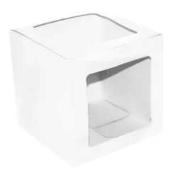 Caja para tarta blanca con 2 ventanas 25,5 x 25,5 x 25,5 cm