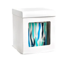 Caja para tarta blanca con ventana, tapa y base 21 x 21 x 23,5 cm