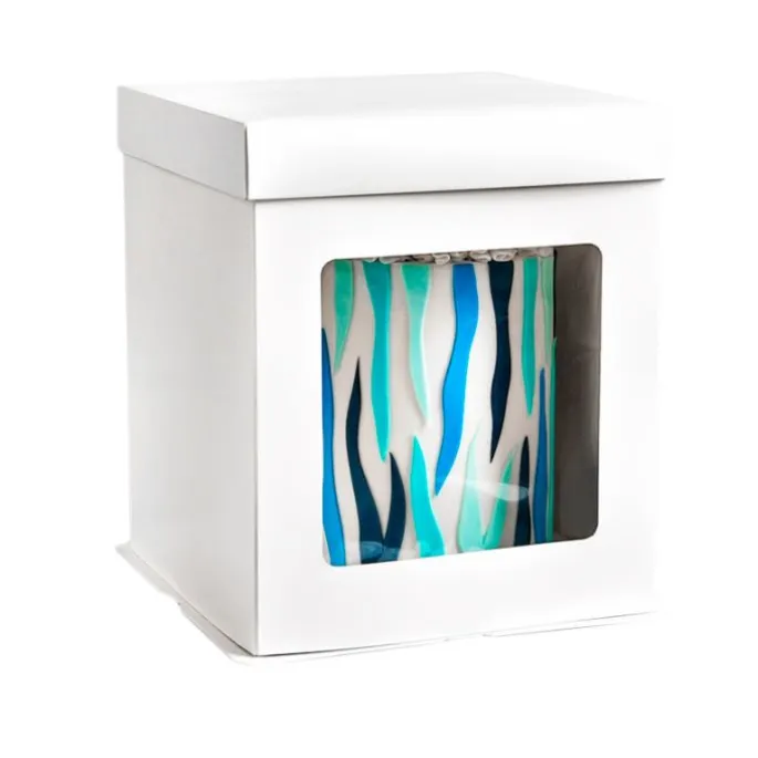 Caja para tarta blanca con ventana, tapa y base 30,4 x 30,4 x 34,5 cm