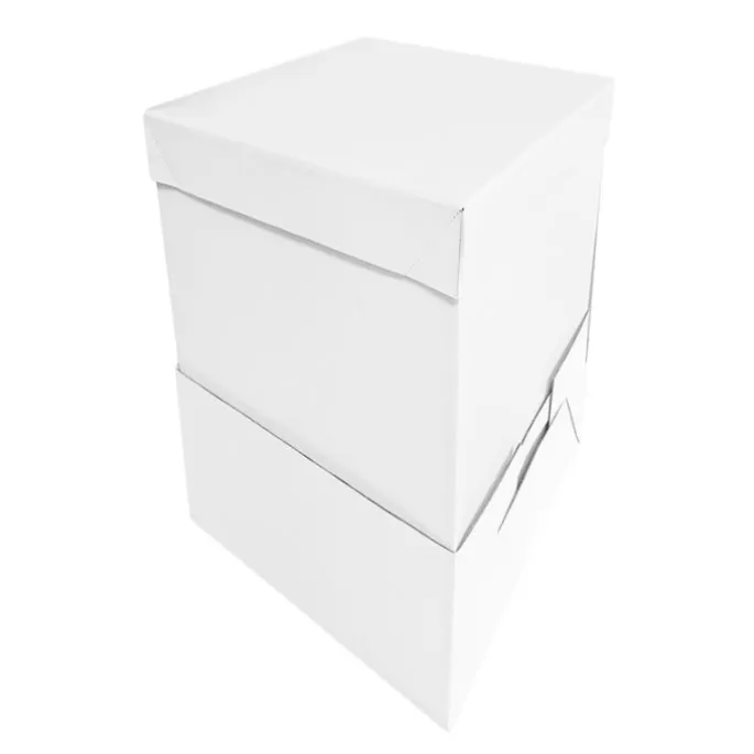 Caja para tarta con elevador blanca 20,5 x 20,5 cm