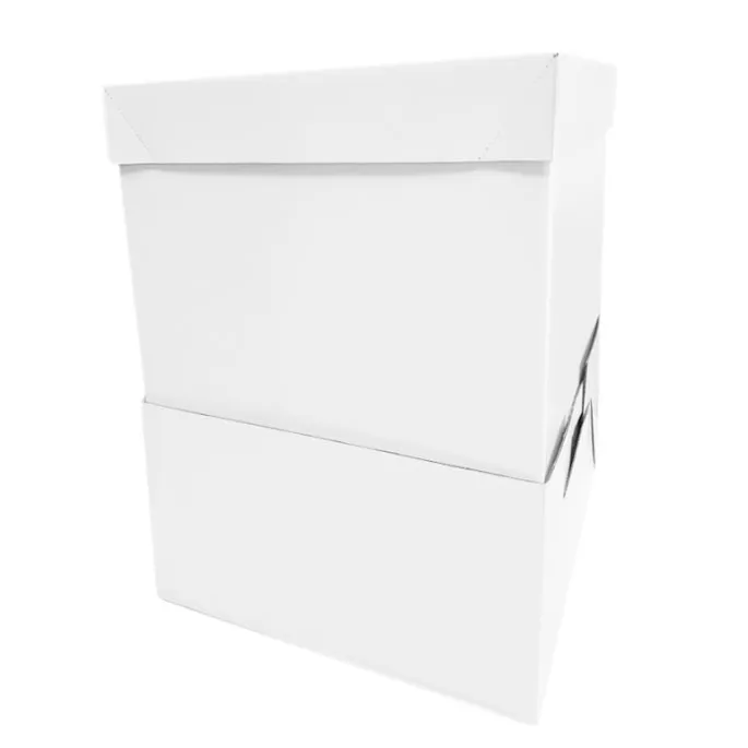 Caja para tarta con elevador blanca 25,5 x 25,5 cm