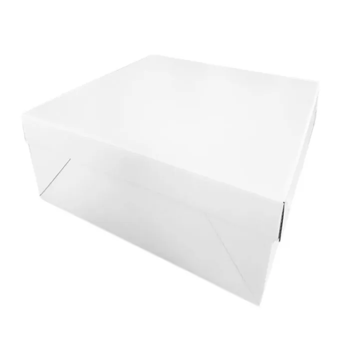 Caja para tarta con elevador blanca 25,5 x 25,5 cm