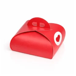 Caja para tarta roja con asa corazón San Valentín 17 x 17 x 9,5 cm