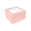 Caja para tarta rosa bebé con ventana 20,3 x 20,3 x 15,2 cm