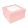 Caja para tarta rosa bebé con ventana 30,4 x 30,4 x 15,2 cm