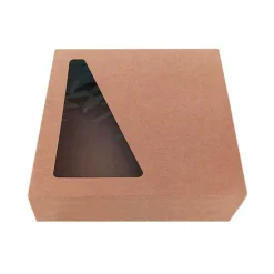 Caja para tartas o roscón de reyes kraft con ventana 26 cm