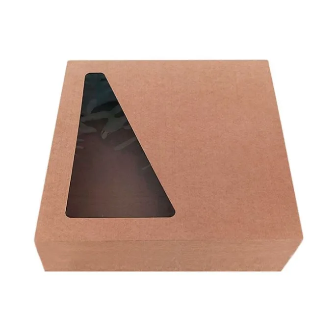 Caja para tartas o roscón de reyes kraft con ventana 26 cm