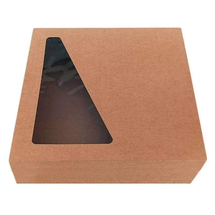 Caja para tartas o roscón de reyes kraft con ventana 32 cm