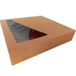 Caja para tartas o roscón de reyes kraft con ventana 40 cm