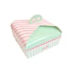 Caja para tarta verde y rosa con asa 24 x 24 x 10 cm