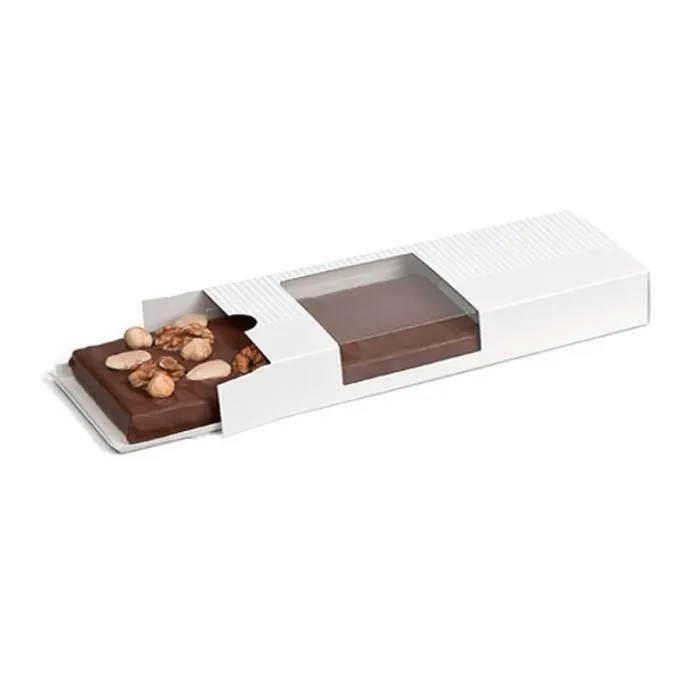 Caja para turrón blanca con bandeja y ventana 20,5 x 8,5 cm