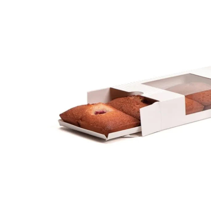 Caja para turrón blanca con bandeja y ventana 20,5 x 8,5 cm